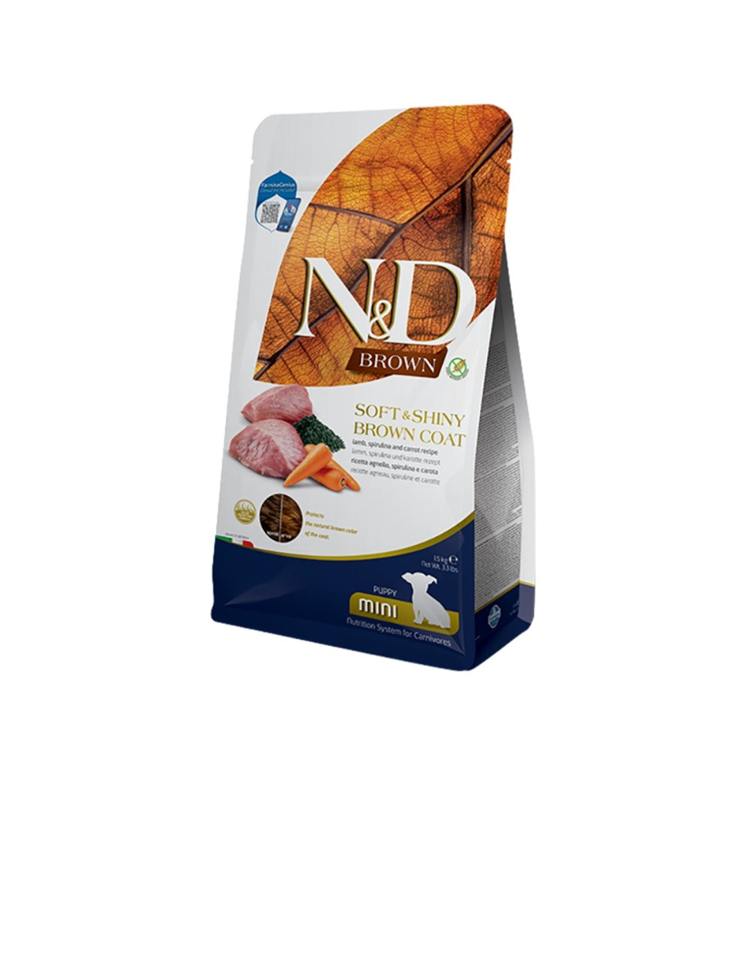 Farmina Dog N&D Brown Coat Puppy Mini Lamb Kelp and Carrot 3.3 lbs