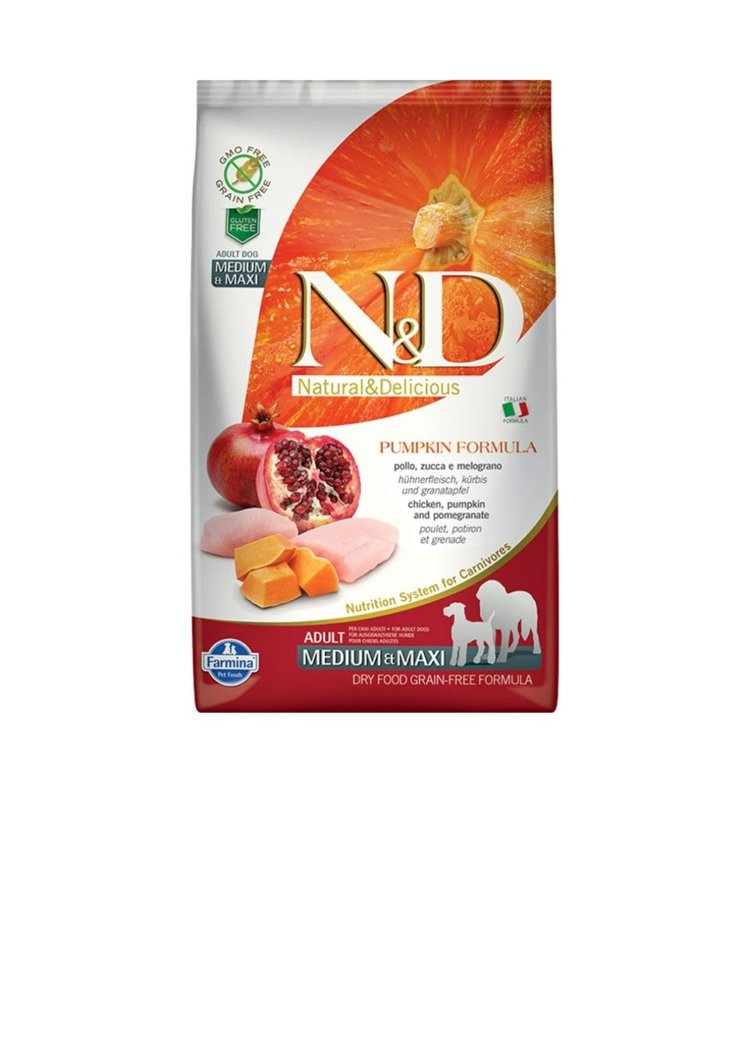 Farmina Dog N&D Pumpkin Adult Medium And Maxi Grain Free Chicken And Pomegranate 5.5 lbs