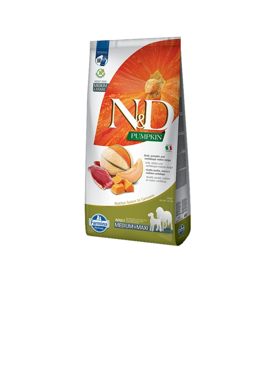 Farmina Dog N&D Pumpkin Adult Medium And Maxi Grain Free Pumpkin Duck and Cantaloupe 26.4 lbs