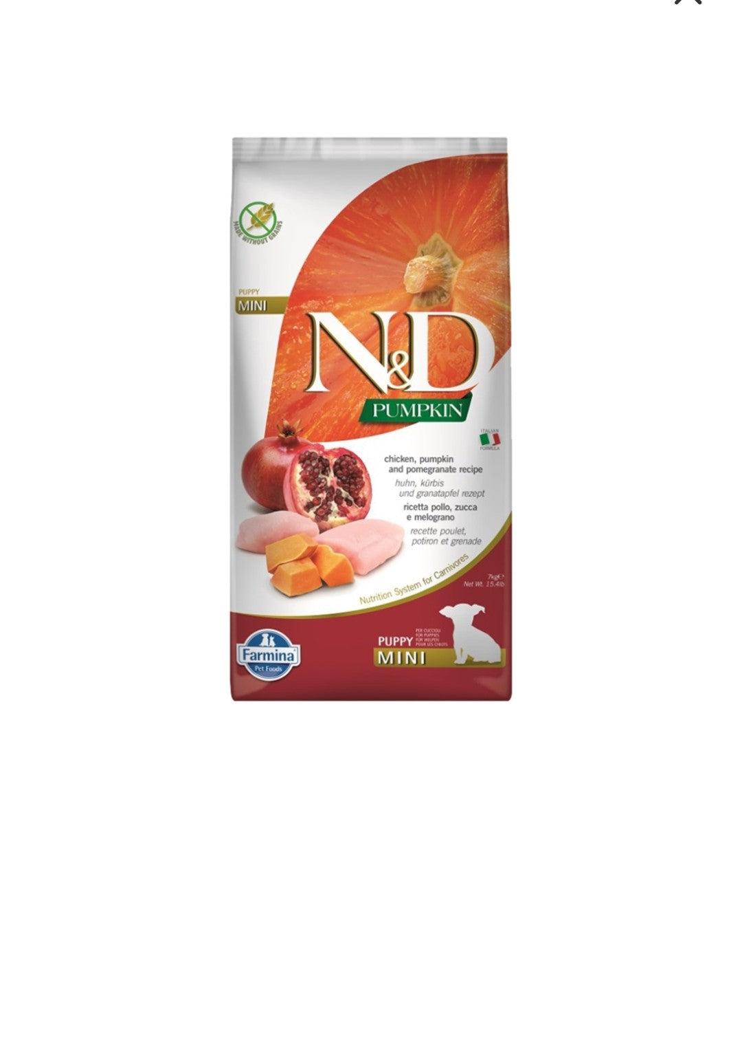 Farmina Dog N&D Pumpkin Puppy Mini Grain Free Chicken And Pomegranate 15.4 lbs