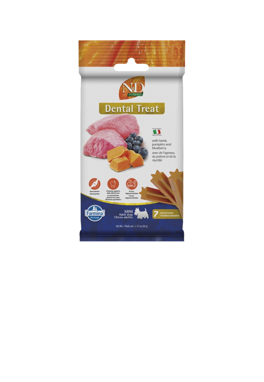 Farmina Dog N&D Pumpkin Treats Mini Grain Free Lamb and Blueberry 60 g