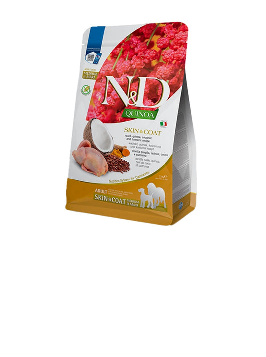 Farmina Dog N&D Quinoa Adult Skin and Coat Medium and Maxi Quail 5.5 lbs