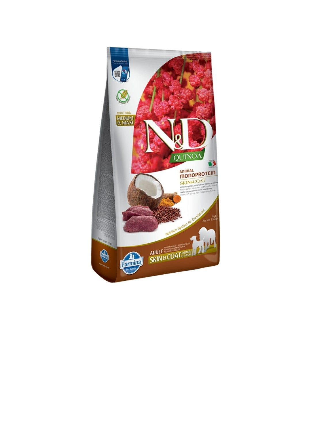 Farmina Dog N&D Quinoa Adult Skin and coat Medium And Maxi Venison 15.4 lbs