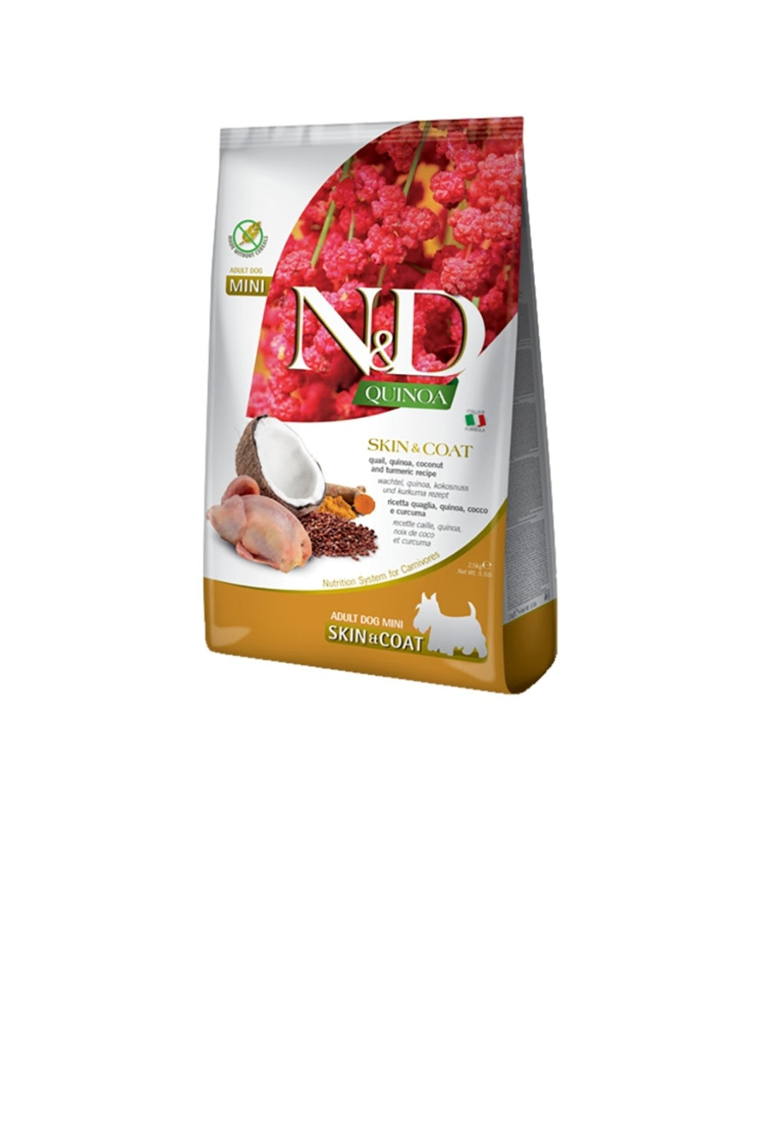 Farmina Dog N&D Quinoa Adult Skin and Coat Mini Grain Free Quail Coconut And Turmeric 5.5 lbs