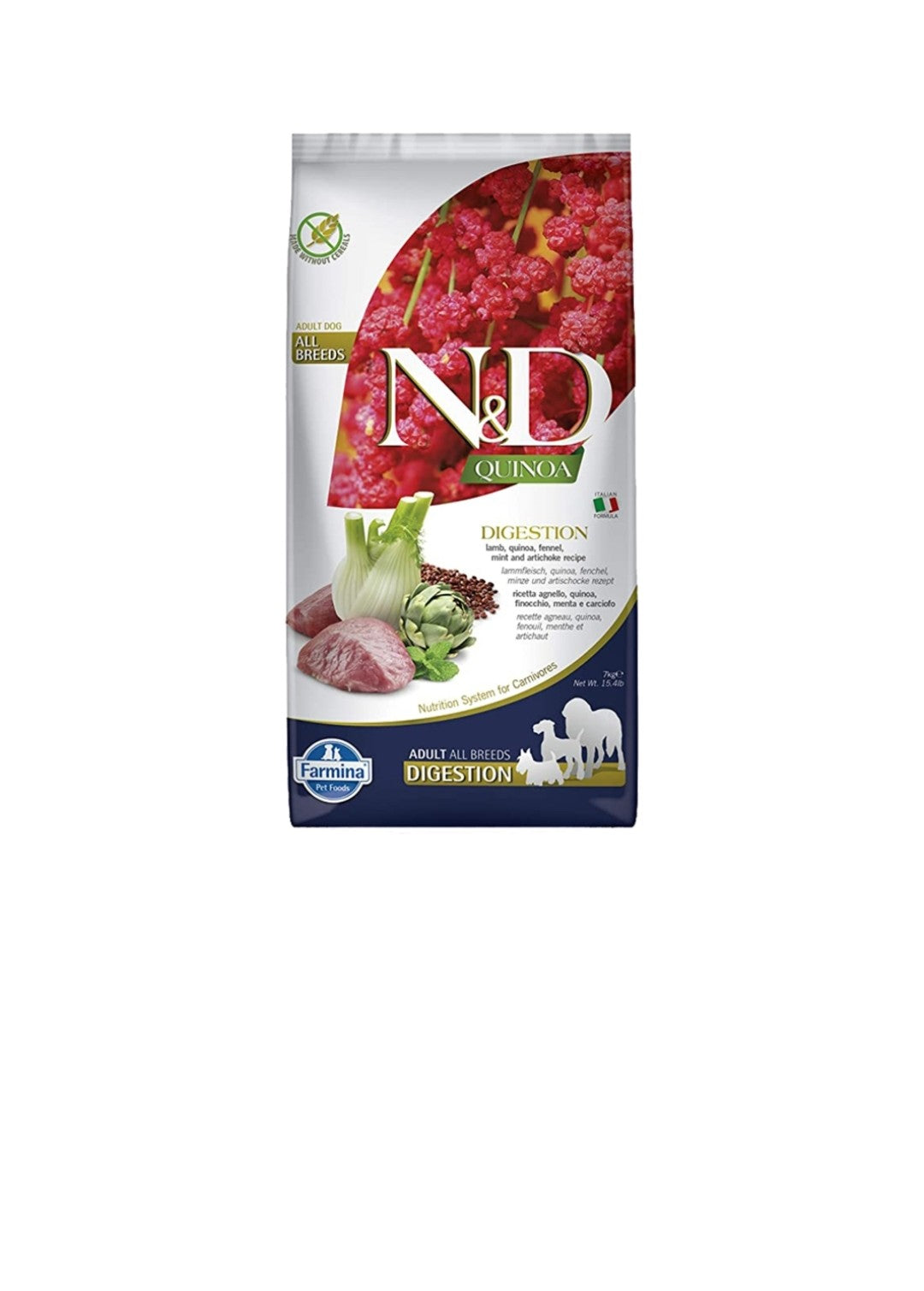 Farmina Dog N&D Quinoa Digestion Medium And Maxi Lamb 15.4 lbs