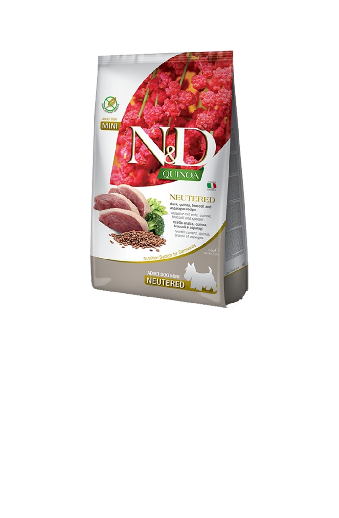 Farmina Dog N&D Quinoa Neutered Mini Grain Free Duck And Broccoli and Asparagus 5.5 lbs