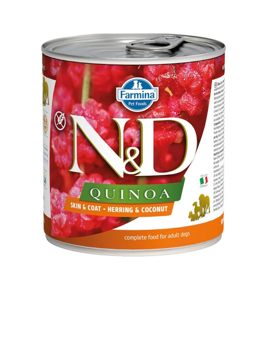 Farmina Dog N&D Quinoa Skin and Coat Herring and Coconut 10 oz cans 6 pack