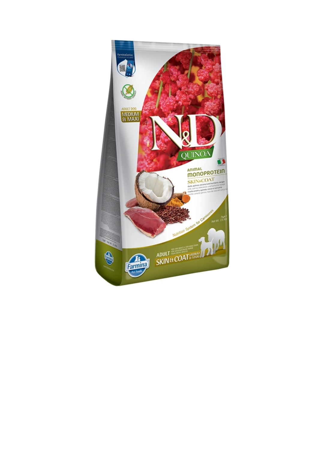 Farmina Dog N&D Quinoa Skin and Coat Medium and Maxi Duck 15.4 lbs