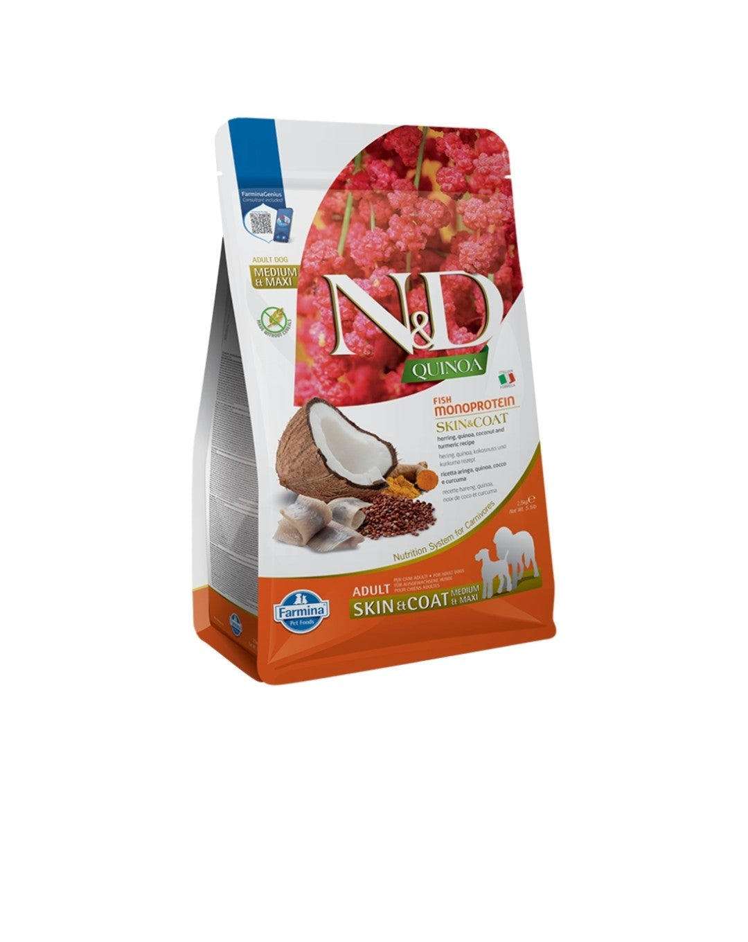 Farmina Dog N&D Quinoa Skin and Coat Medium and Maxi Herring 5.5 lbs