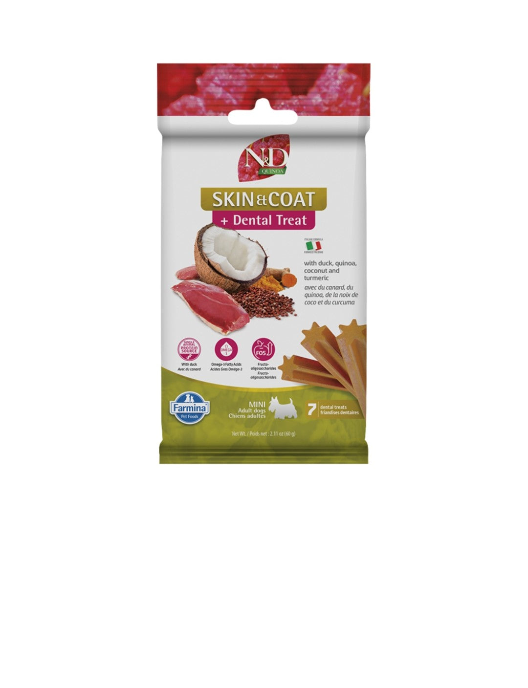 Farmina Dog N&D Quinoa Skin and Coat Treat Mini Grain Free Duck 60 g