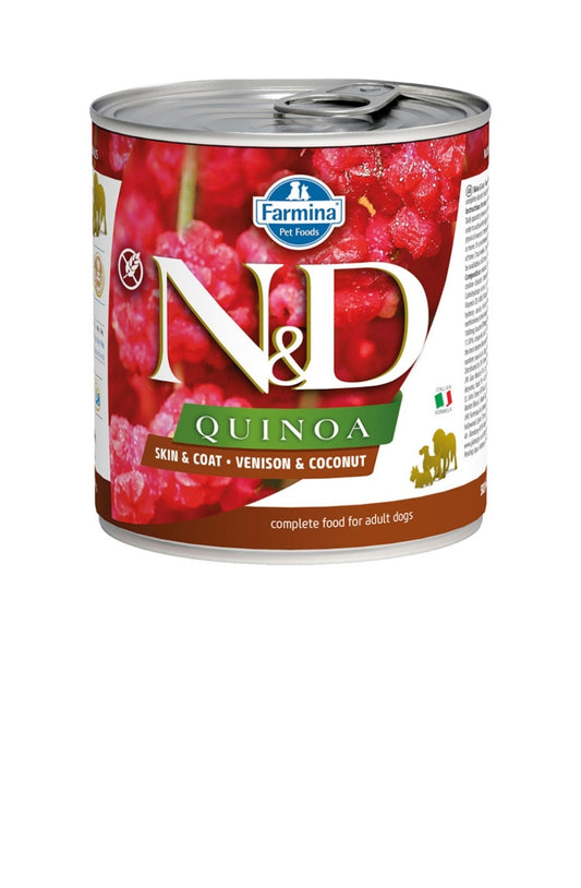 Farmina Dog N&D Quinoa Skin and Coat Venison and Coconut 10 oz cans 6 pack