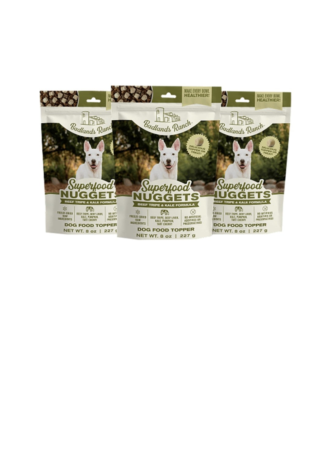 Badlands Ranch Dog Grain Free Superfood Nuggets Beef Tripe and Kale 8 oz