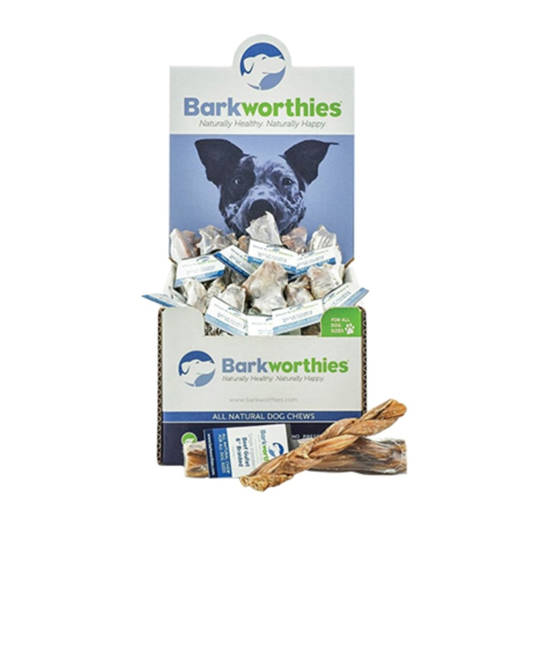 Barkworthies Dog Braided Beef Gullet 6 Inch 24 pack