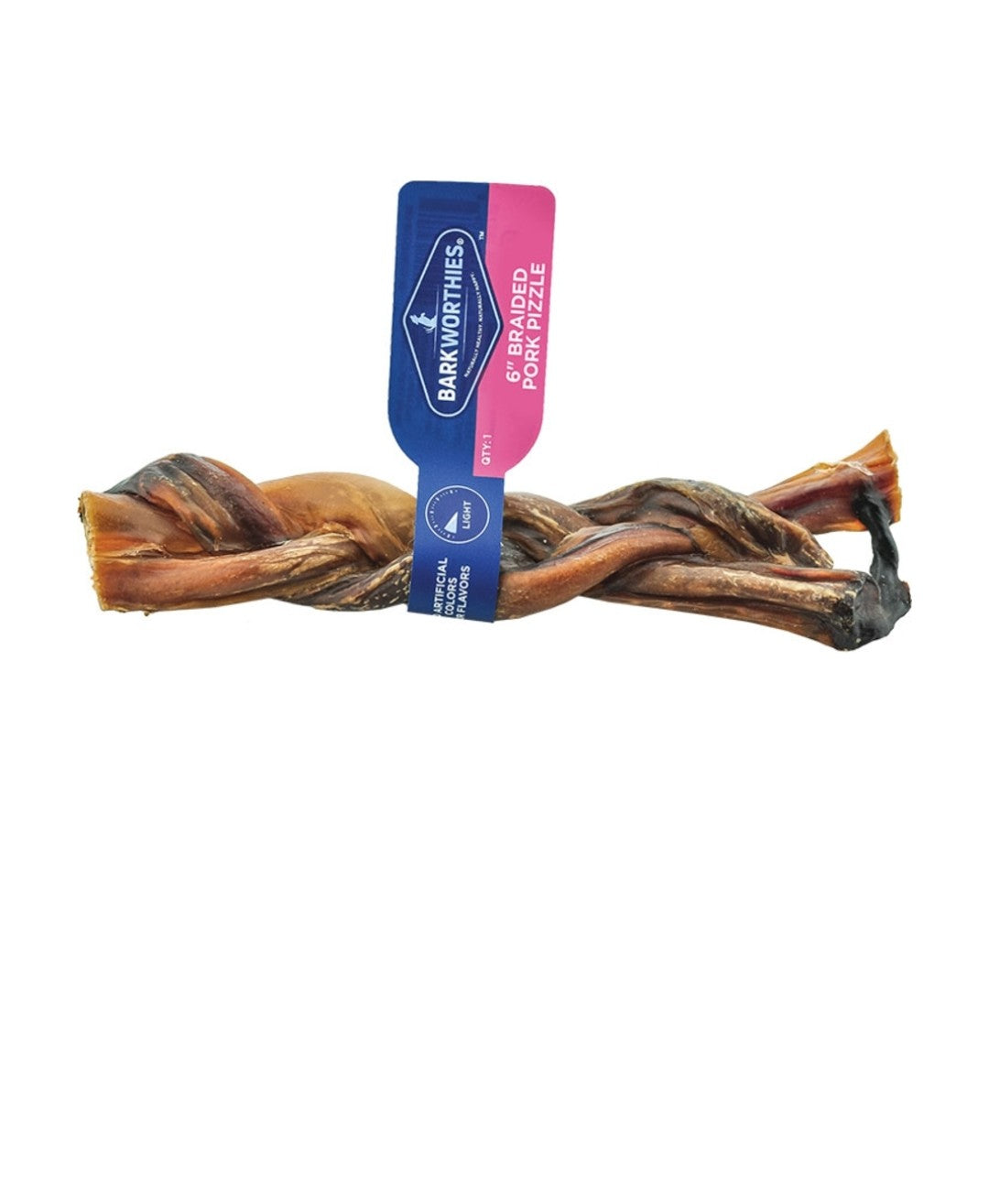 Barkworthies Dog Braided Pork Pizzle 6 Inch 30 pack