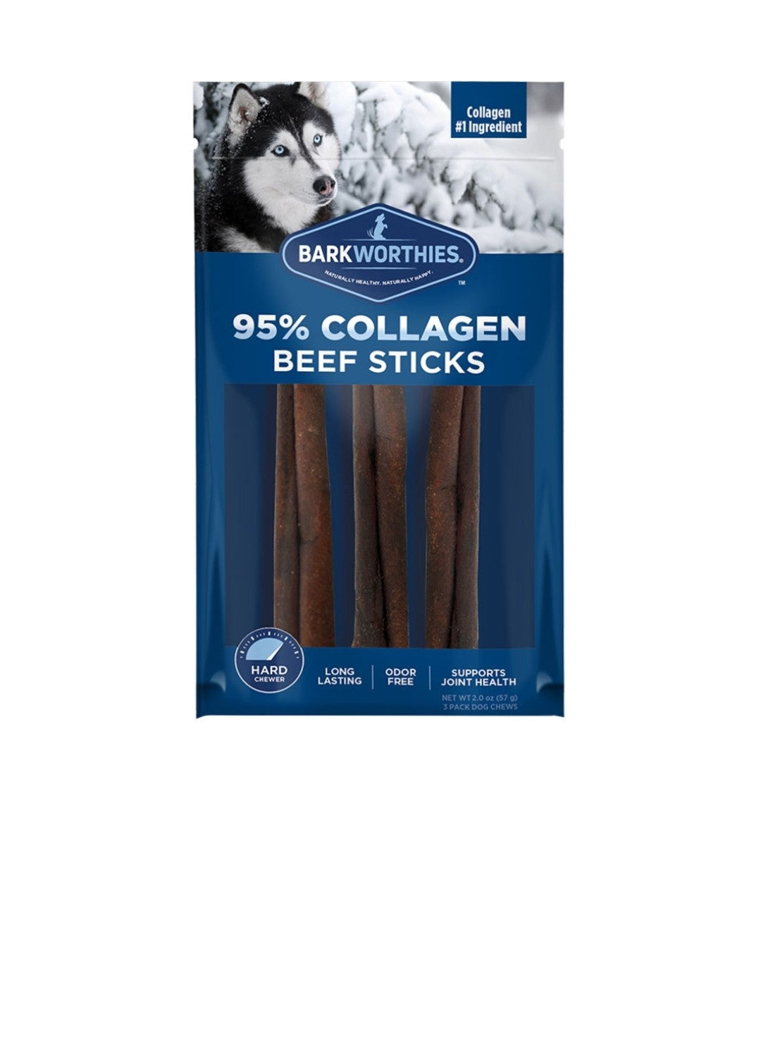 Barkworthies Dog Collagen Stick Beef 6 Inch 3 Pack Box