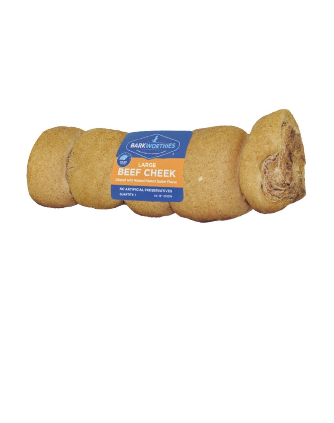 Barkworthies Dog Grain Free Peanut butter Dipped Beef Cheek Large