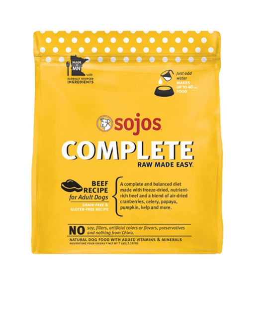 Sojos Dog Complete Freeze Dried Adult Beef Recipe 7 lbs