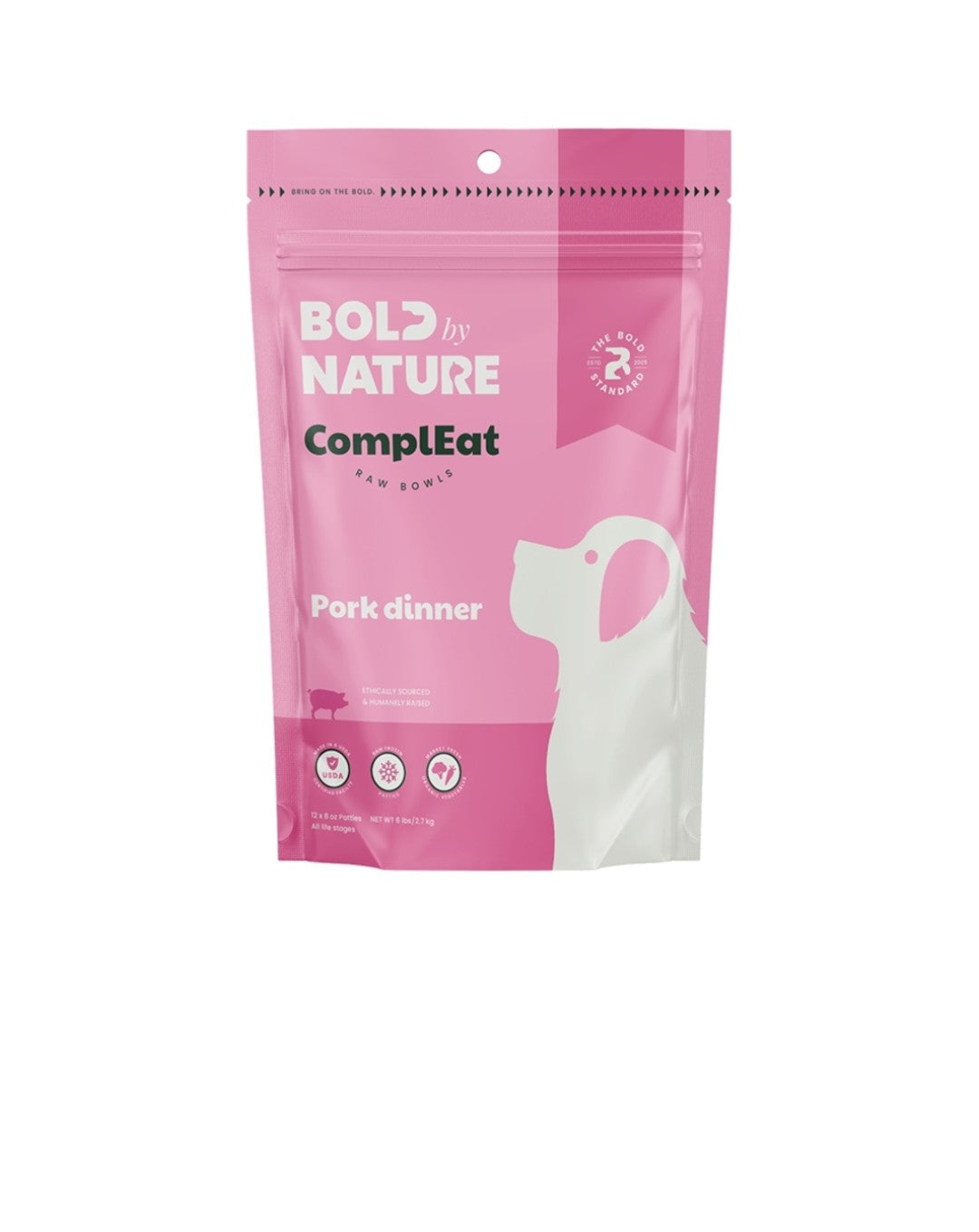 Bold By Nature Dog Frozen Pork Patties 6 lbs