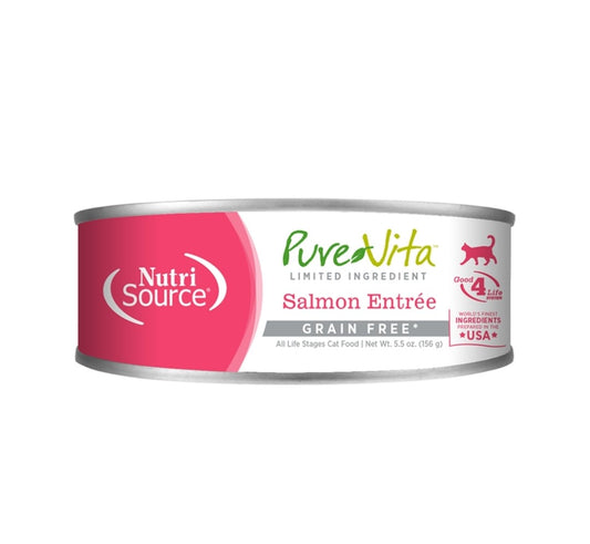 Pure Vita Cat Grain Free 90% Salmon Entree 5.5 oz 12 pack