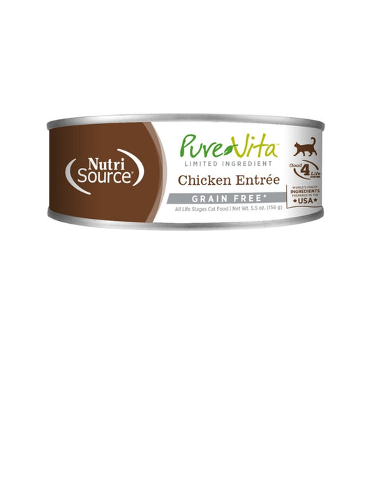 Pure Vita Cat Grain Free 96% Chicken 5.5 oz cans 12 pack