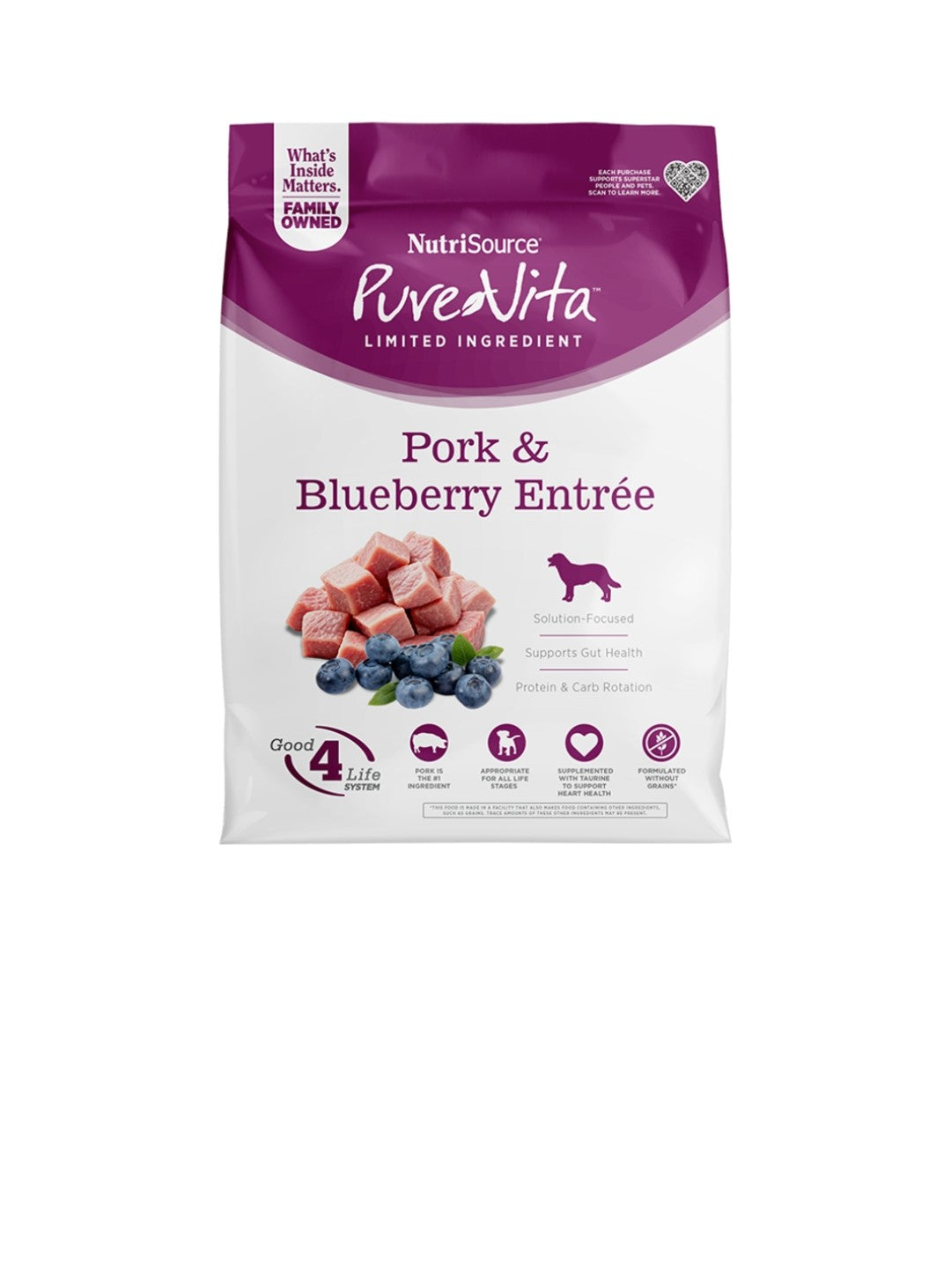 Pure Vita Dog Grain Free Pork and Blueberry 25 lbs