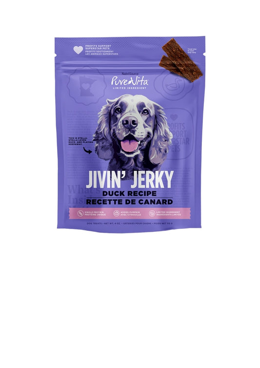 Pure Vita Dog Jivin Jerky Duck 4 oz