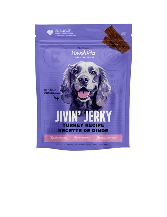 Pure Vita Dog Jivin Jerky Turkey 4 oz