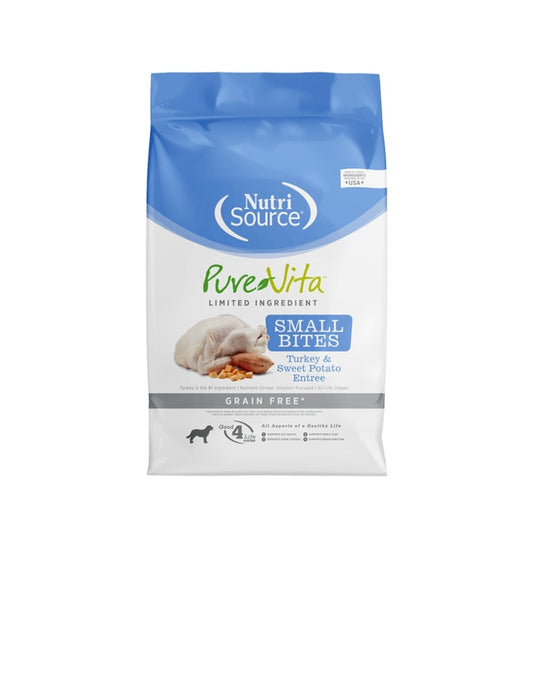 Pure Vita Dog Small Bites Grain Free Turkey and Sweet Potato 12 lbs