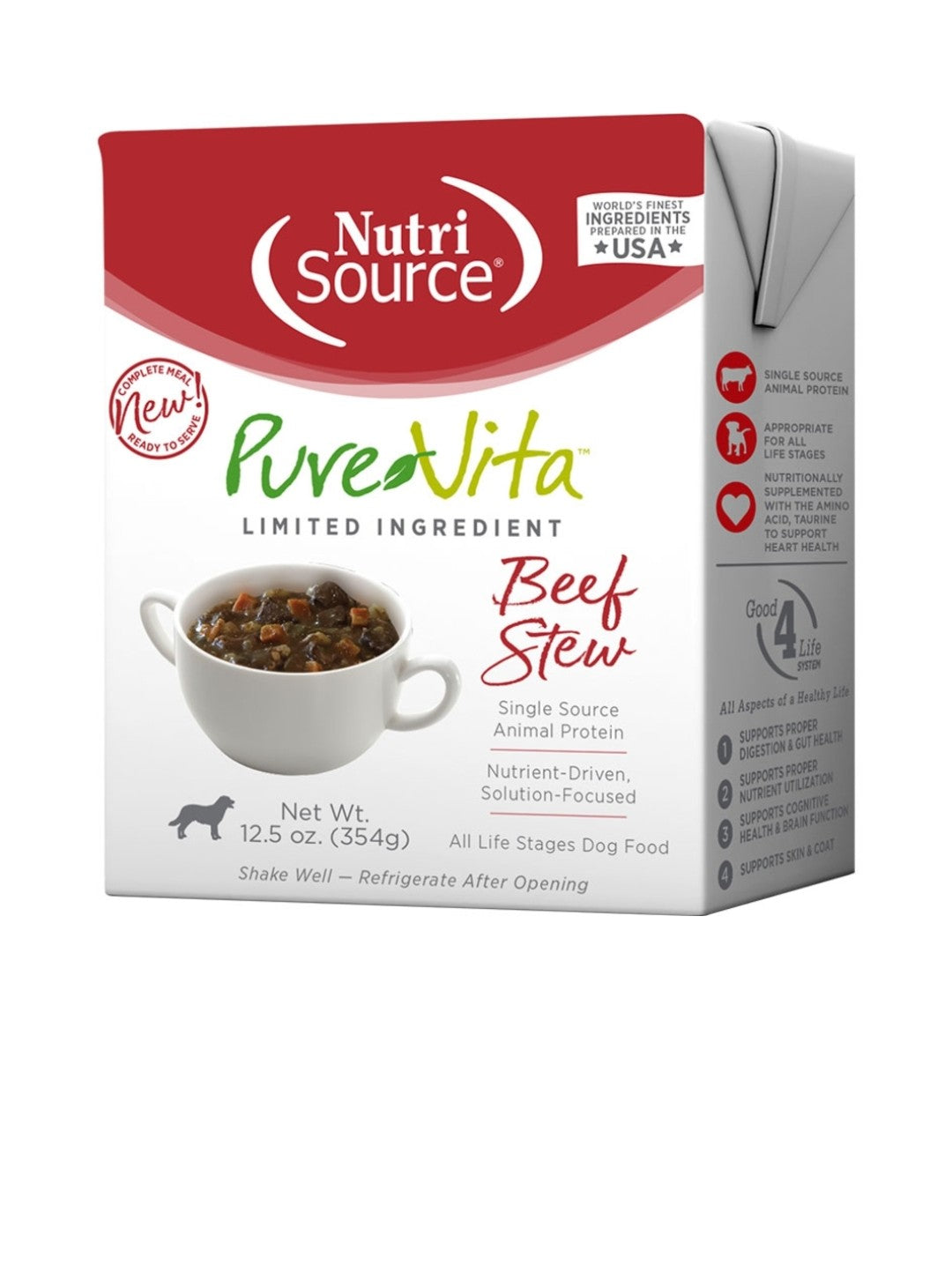 Pure Vita Dog Tetra Pak Stew Beef 12.5 oz 12 pack