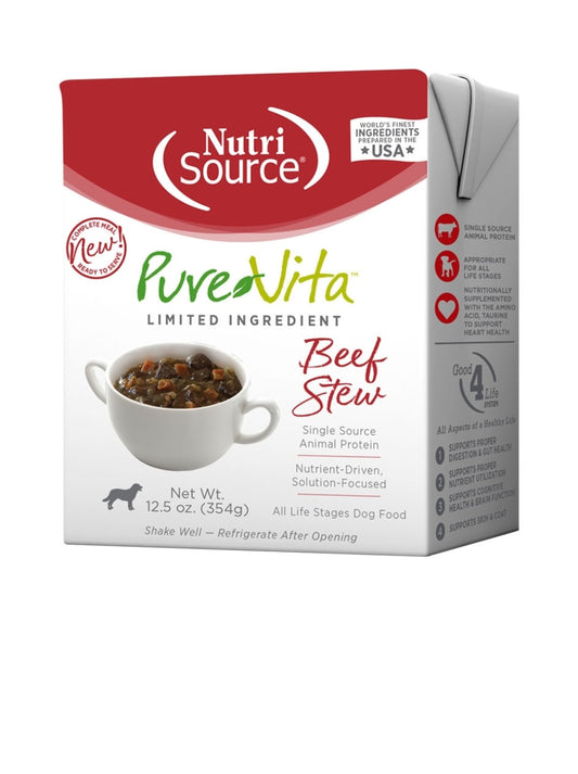 Pure Vita Dog Tetra Pak Stew Beef 12.5 oz 12 pack