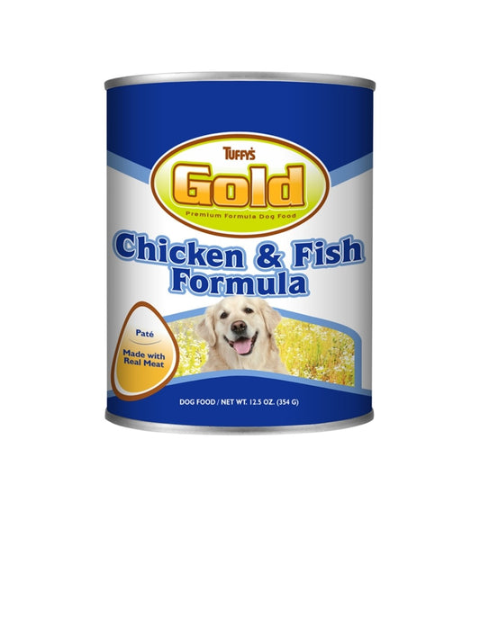 Tuffys Dog Gold Chicken and Fish 12.5 oz cans 12 pack