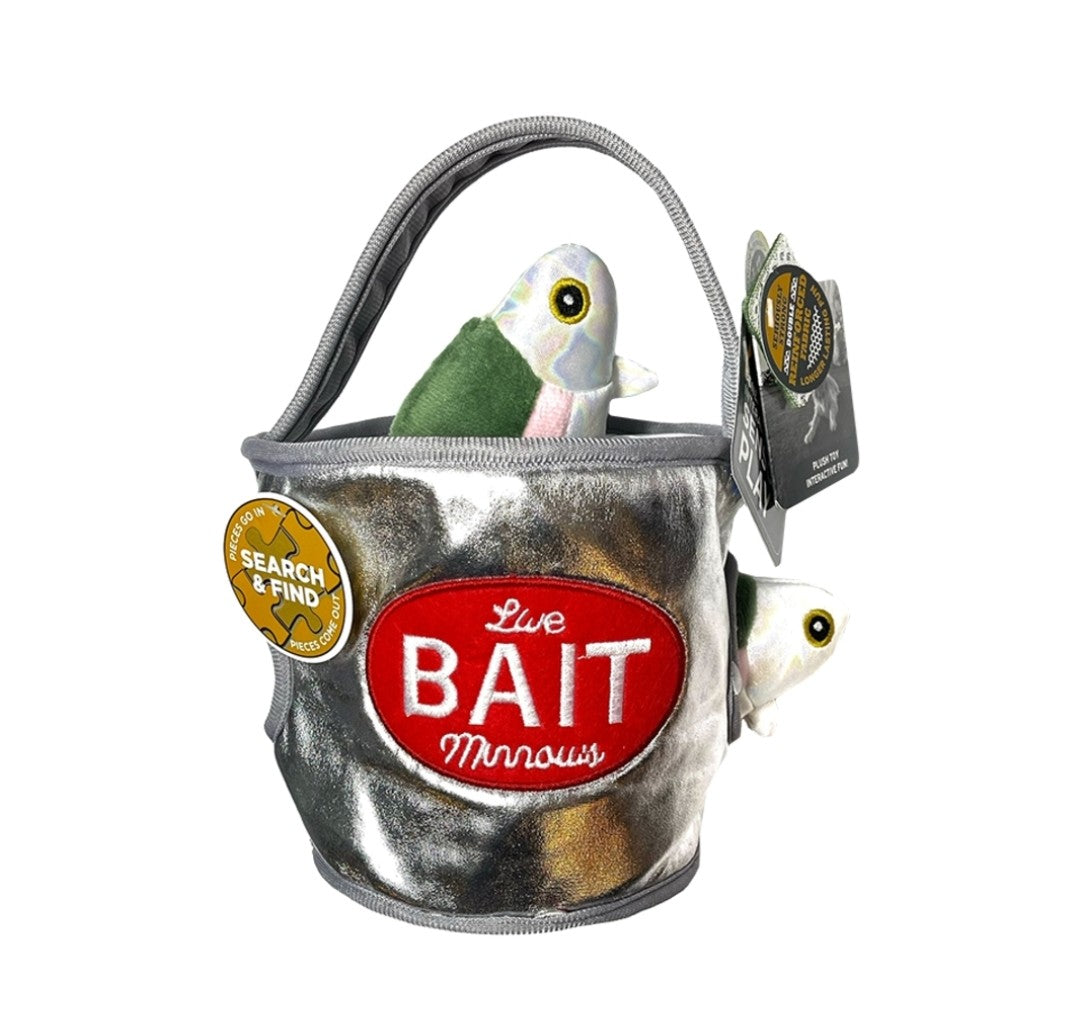 Tall Tails Dog Bait Bucket Squeaky Hide and Seek Toy 9 in
