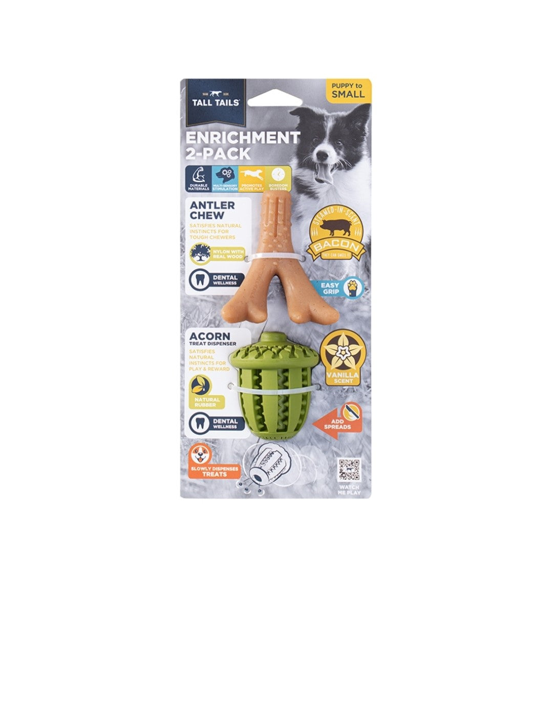 Tall Tails Dog Enrichment 2 Pack Antler and Acorn Small 12 in