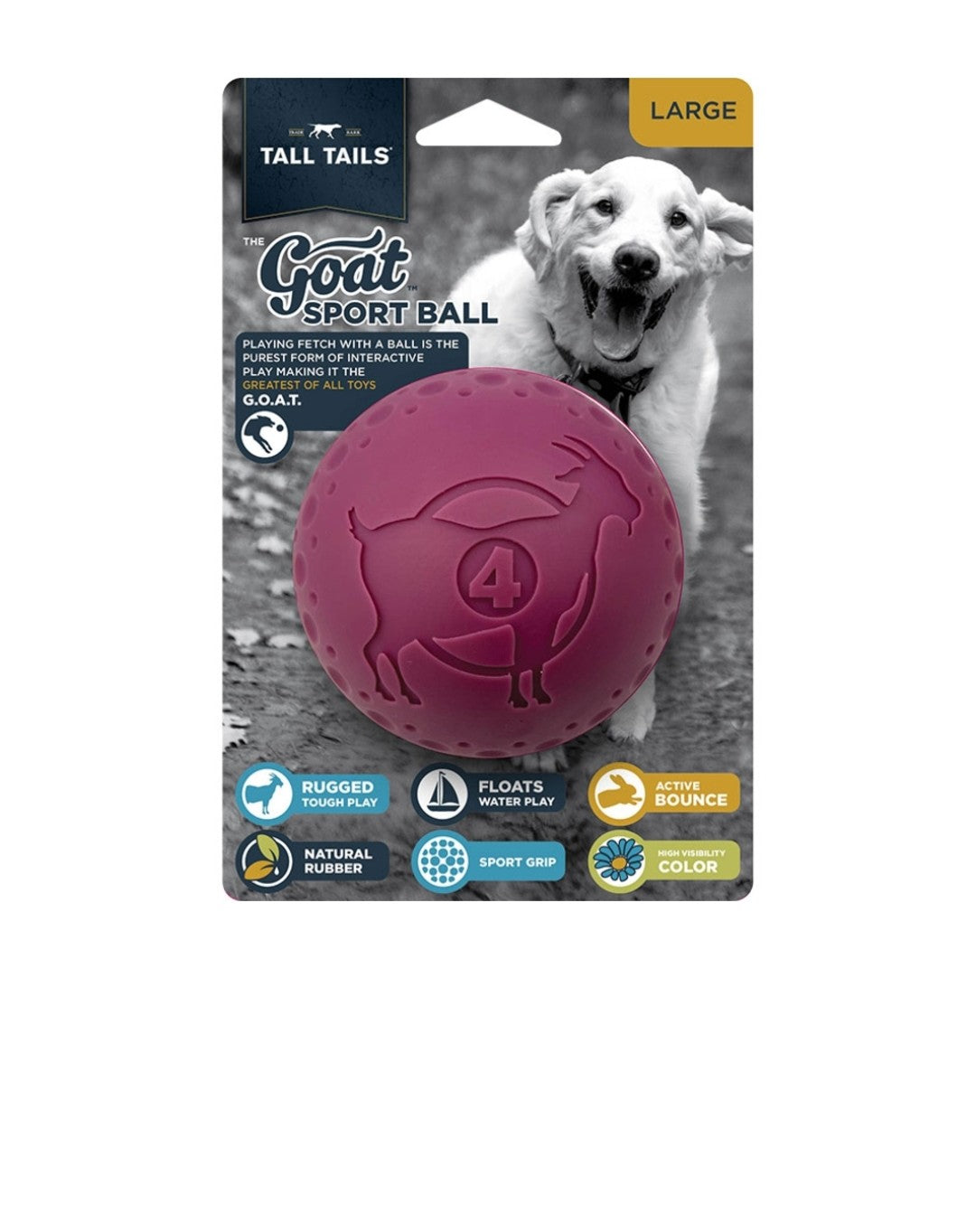 Tall Tails Dog Goat Ball Purple Large 4 in