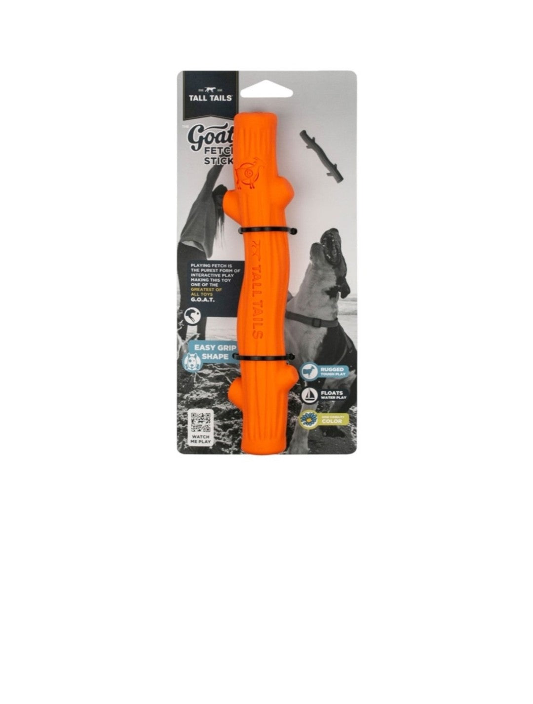 Tall Tails Dog Goat Rubber Fetch Stick Orange 10 in