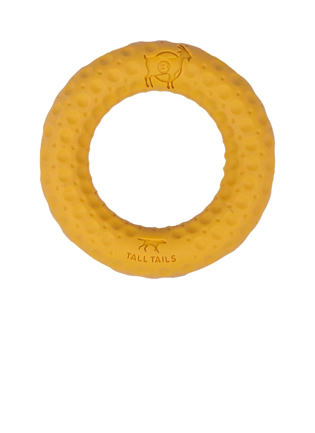 Tall Tails Dog Goat Rubber Ring Yellow 3 in