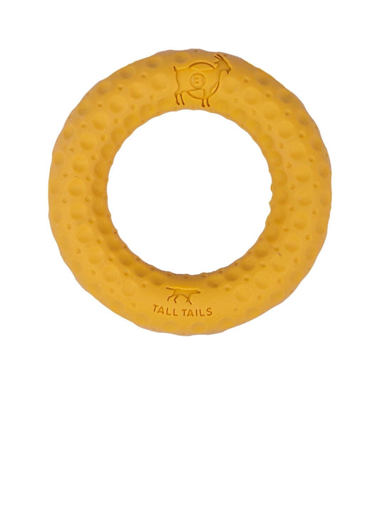 Tall Tails Dog Goat Rubber Ring Yellow 3 in
