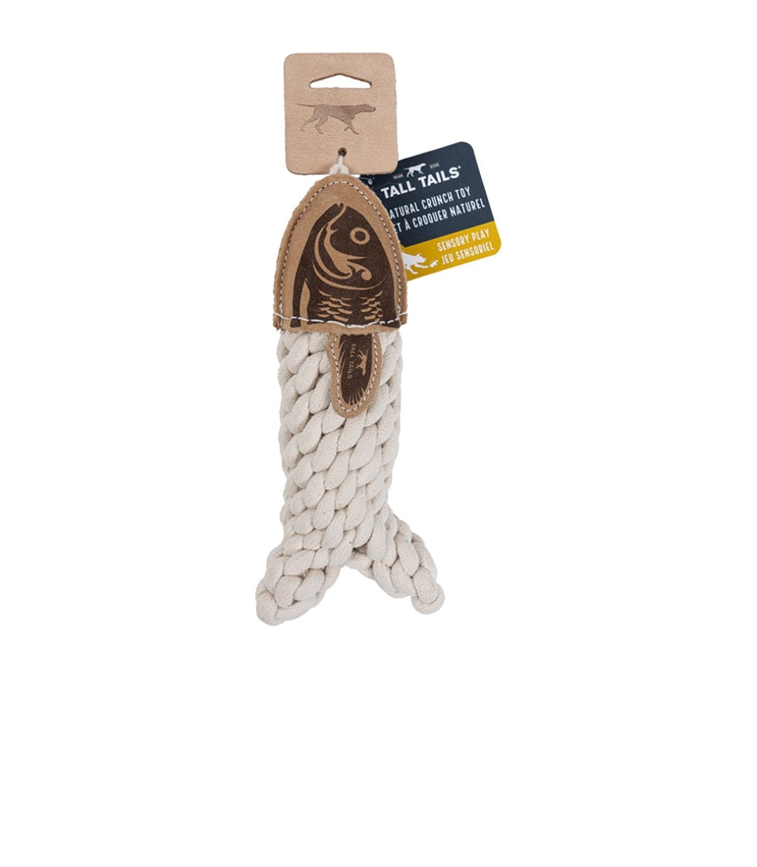 Tall Tails Dog Natural Leather and Rope Crunch Fish 5 in