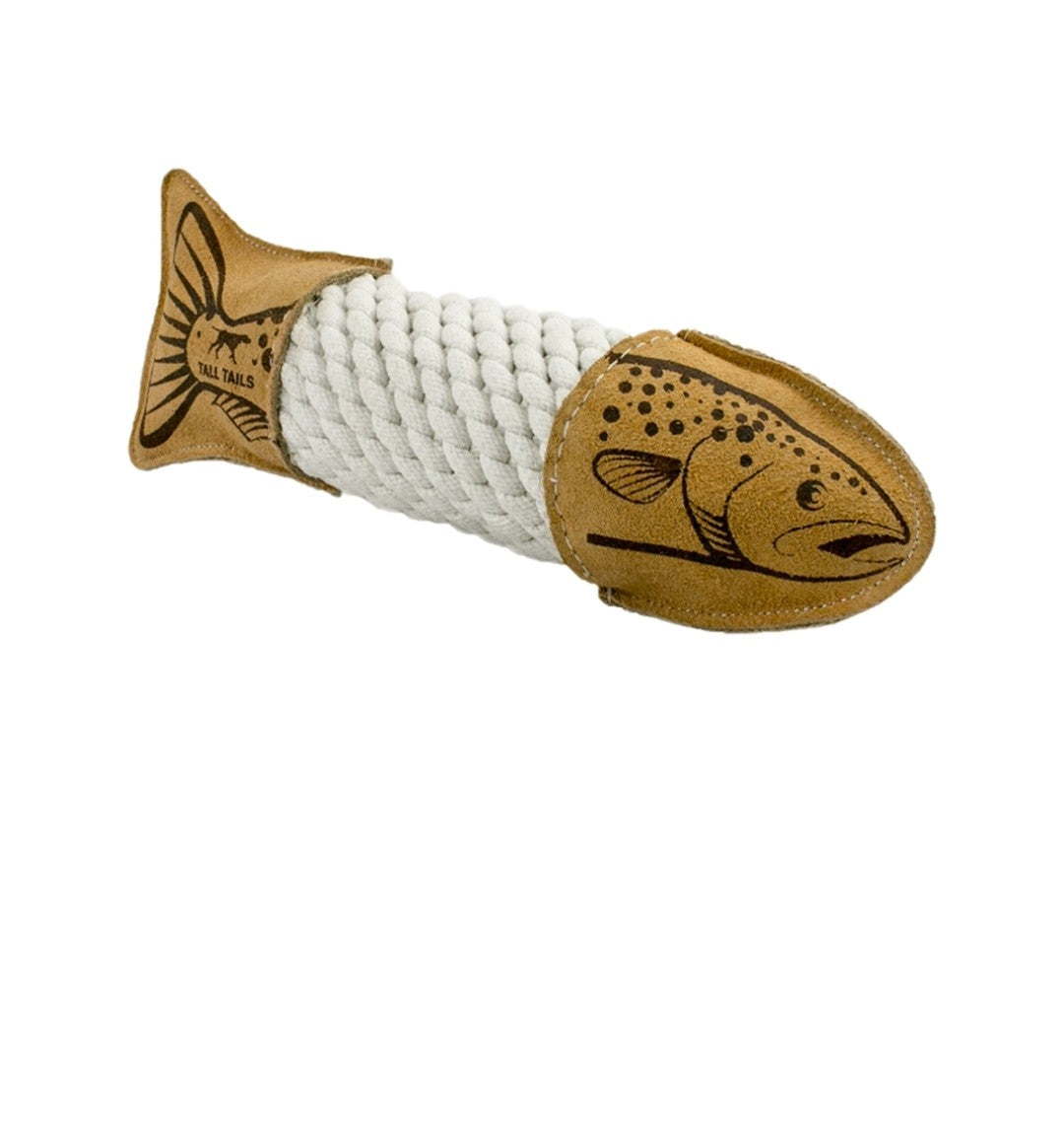 Tall Tails Dog Natural Leather and Rope Crunch Trout 15 in