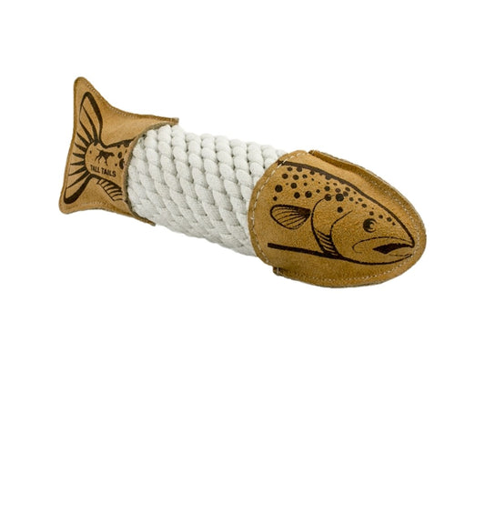 Tall Tails Dog Natural Leather and Rope Crunch Trout 15 in