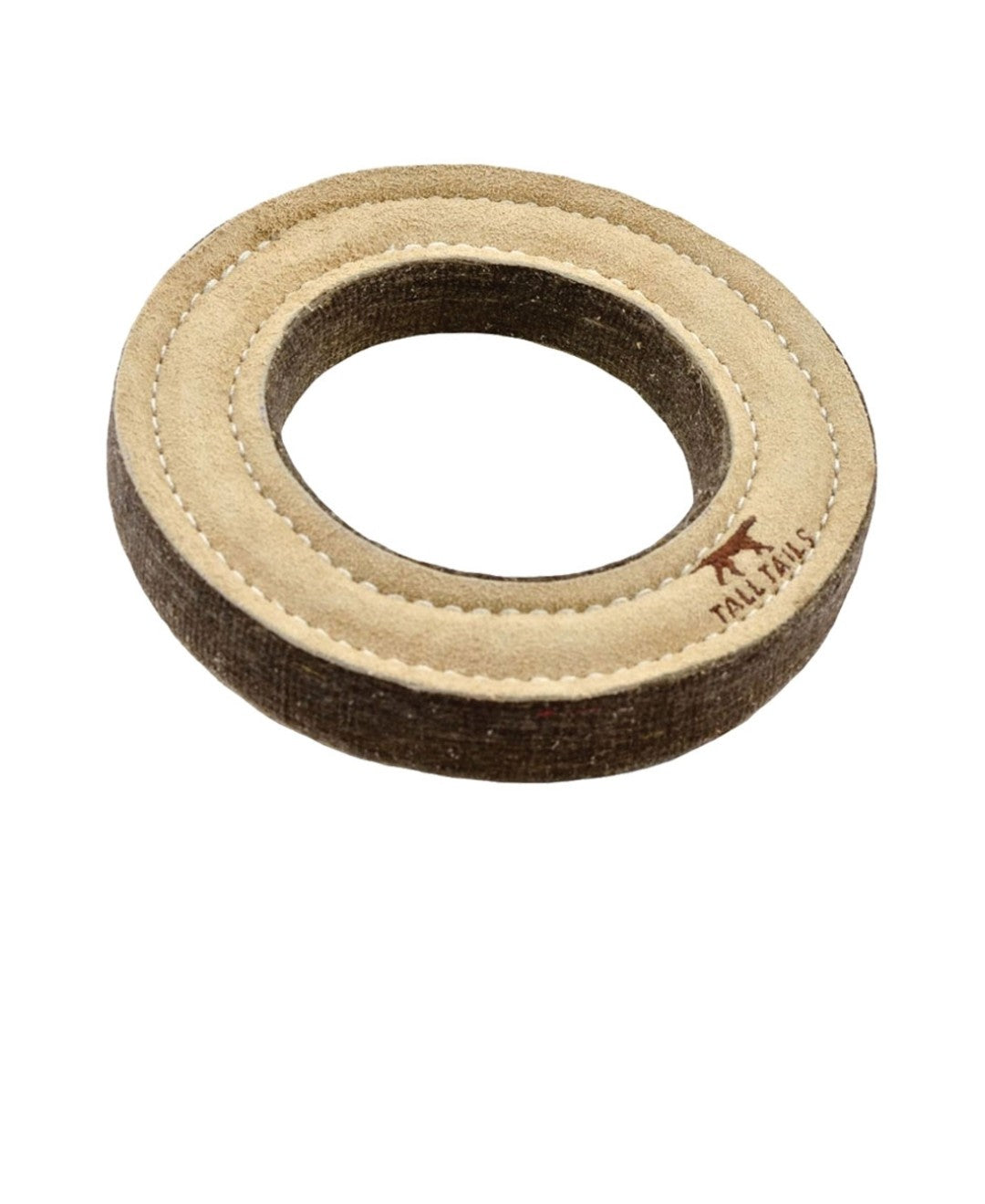 Tall Tails Dog Natural Leather and Wool Toy Ring 7 in