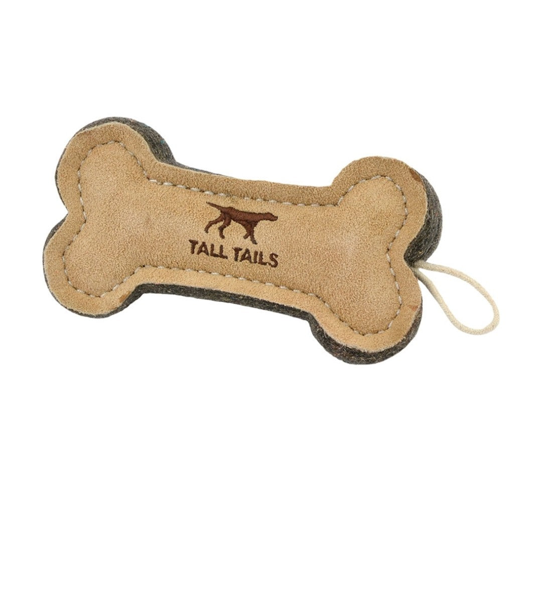 Tall Tails Dog Natural Leather and Wool Tug Bone 6 in