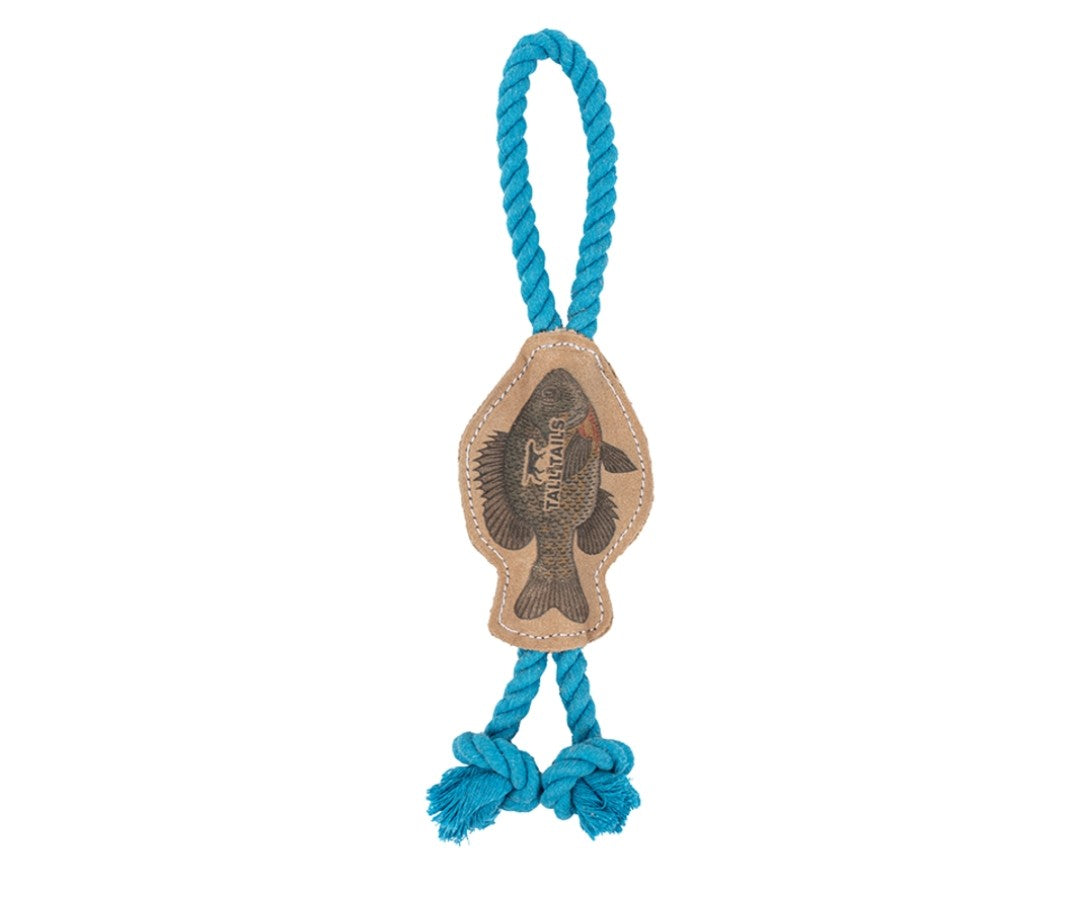 Tall Tails Dog Natural Leather Color Jointed Tug Fish 12 in
