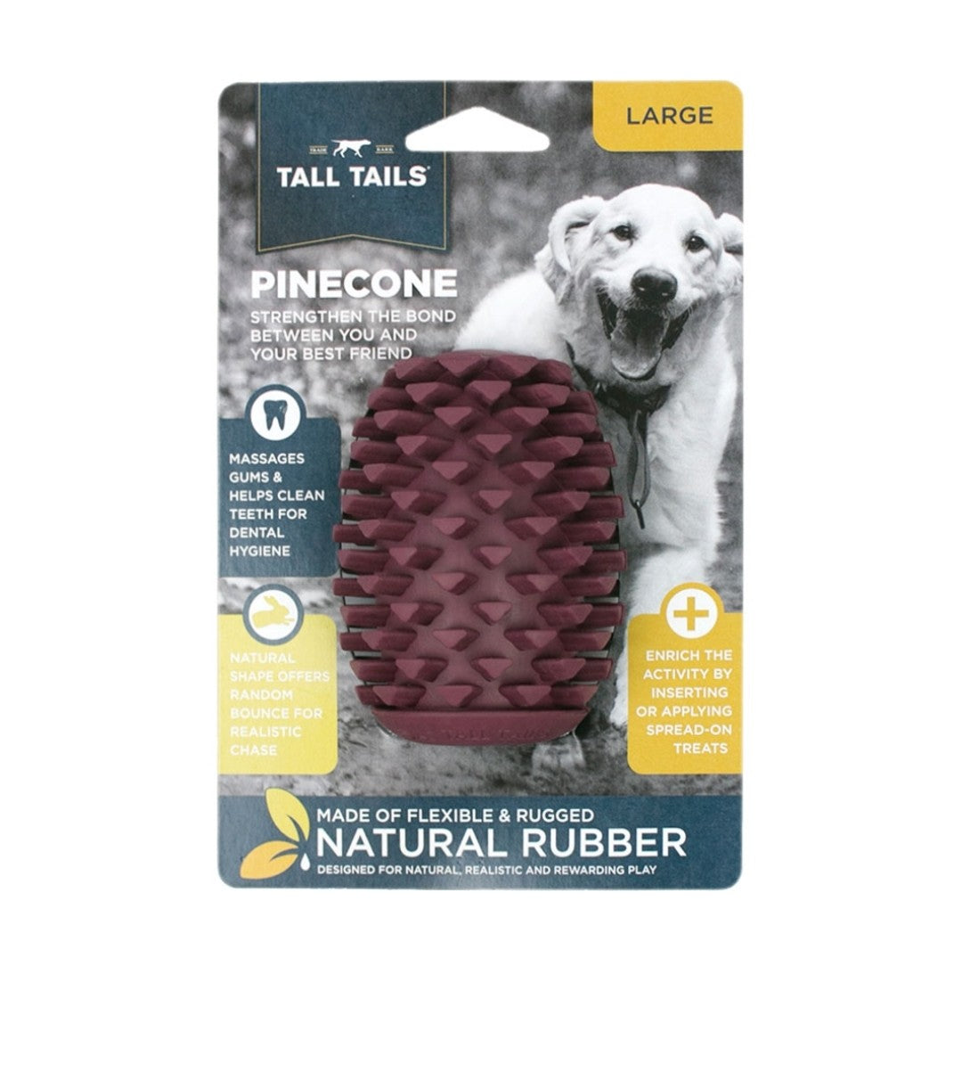 Tall Tails Dog Natural Rubber Toy Pinecone 4 in