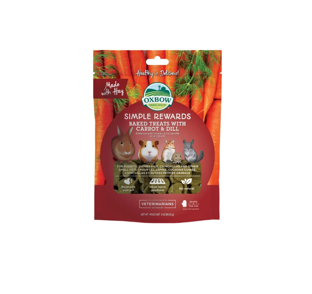 Oxbow Simple Rewards Baked Small Animal Treat Carrot and Dill 3 oz