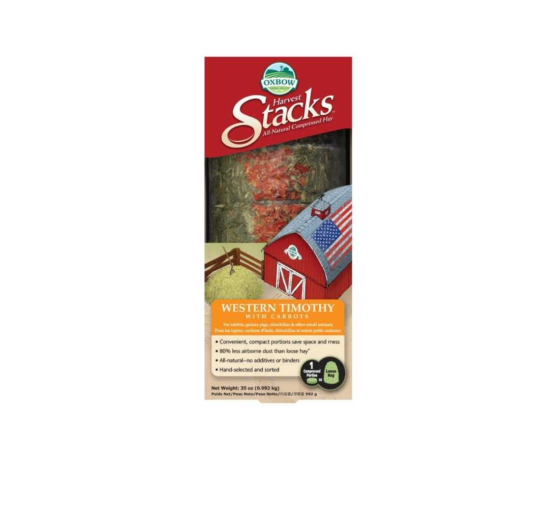 Oxbow Stacks Western Timothy Hay and Carrot Small Animal Treat 35 oz