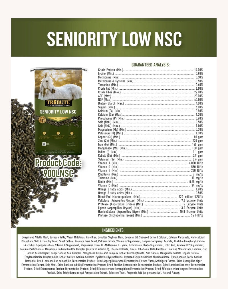Tribute Seniority Low NSC 10% Horse Feed 50 lbs