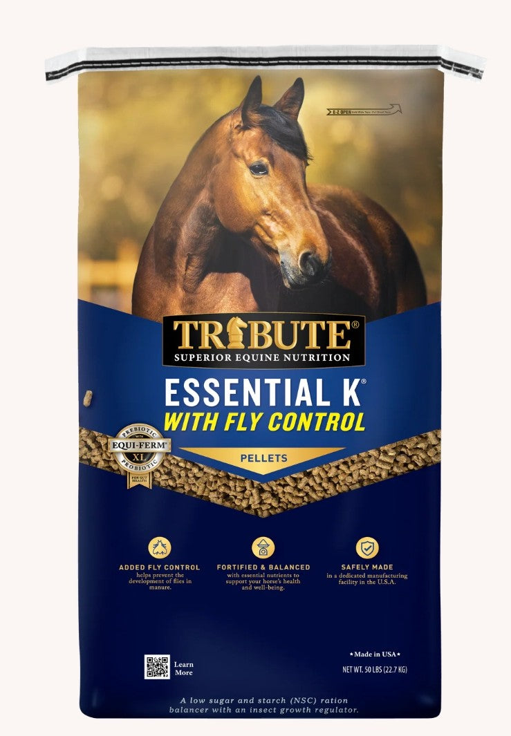 Tribute Essential K With Fly Control Pelleted Low NSC Ration Balancer 50 lbs