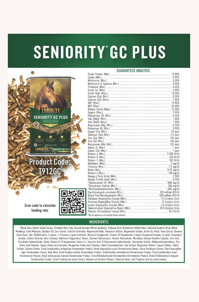 Tribute Seniority GC Plus Textured Hay Replacement With Joint Support Horse Feed 50 lbs