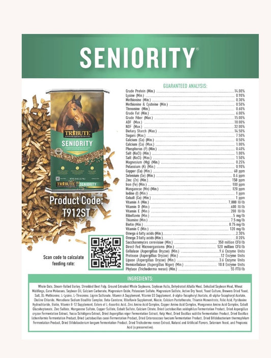 Tribute Seniority Textured Hay Replacement Horse Feed 50 lbs
